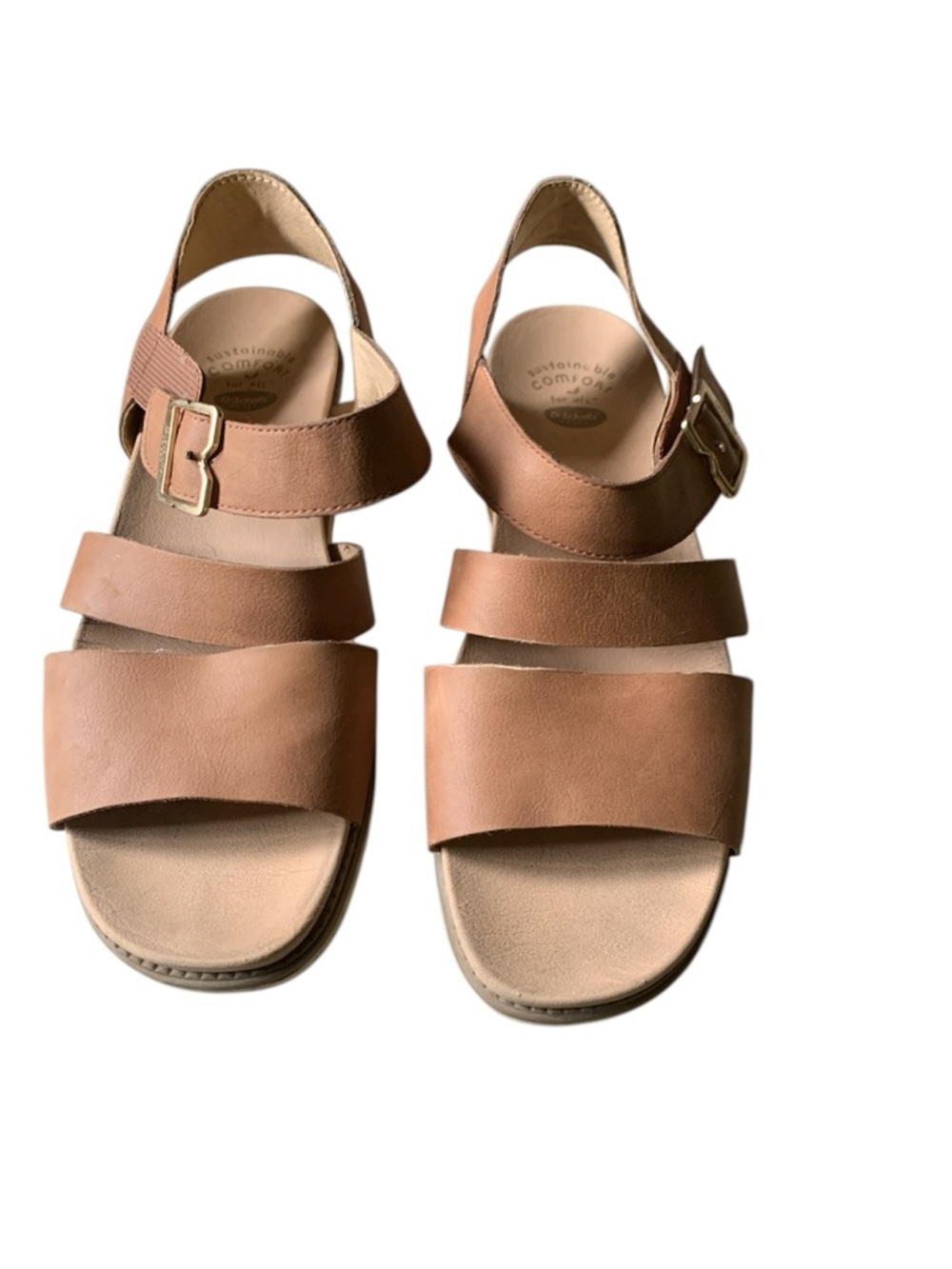 Dr. Scholl's  Tan Triple-Strap Buckle Sandals Size 8.5